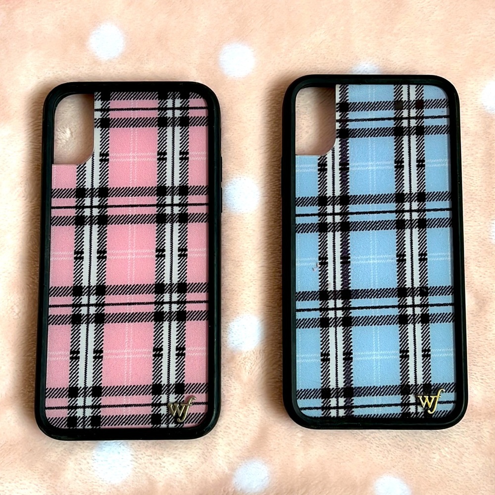 Wildflower Cases Pink and Blue Plaid iPhone XS Cases (2 Pack)